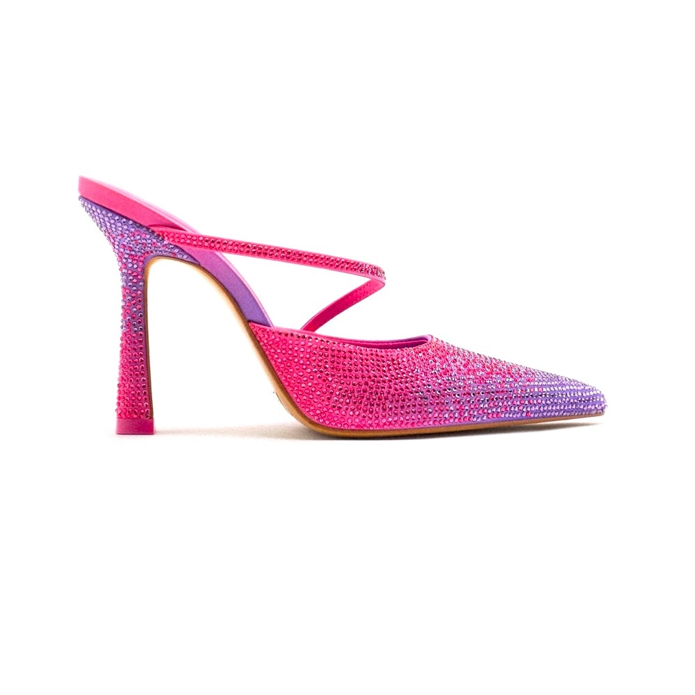 Zara pink purple gradient rhinestones heeled mules - Picture 9 of 12